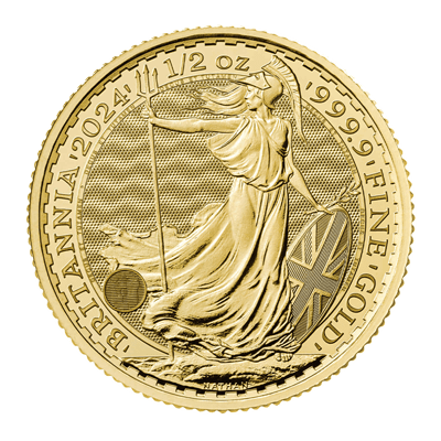 A picture of a 1/2 oz Gold Britannia Coin (2024)